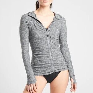 Athleta Women's XS Pacifica Croscurrent UPF Heather Grey Jacket Ruched X-Small